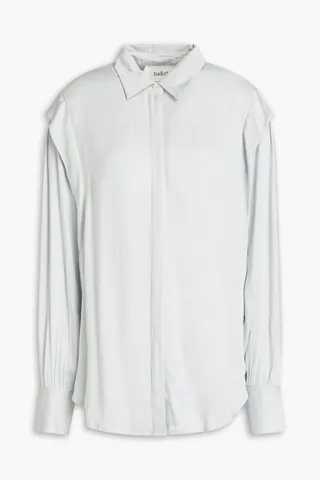 Alia gathered satin-twill shirt