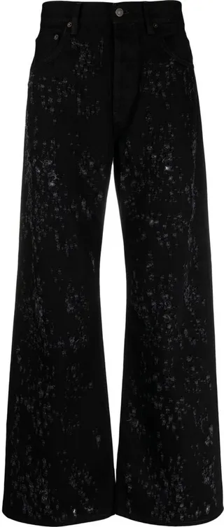 Distressed High-Waisted Flared Jeans