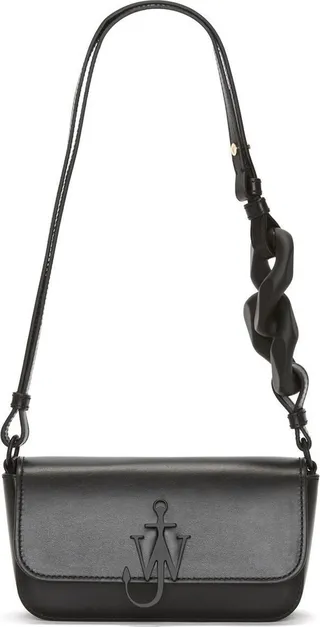 Black Anchor Chain Leather Shoulder Bag