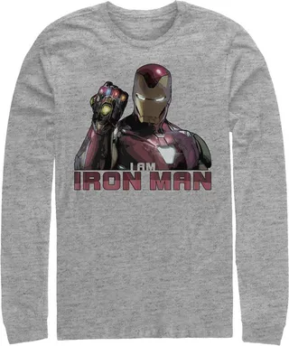 Men's Marvel Avengers: Endgame I Am Iron Man Long Sleeve Shirt - Athletic Heather - X Large