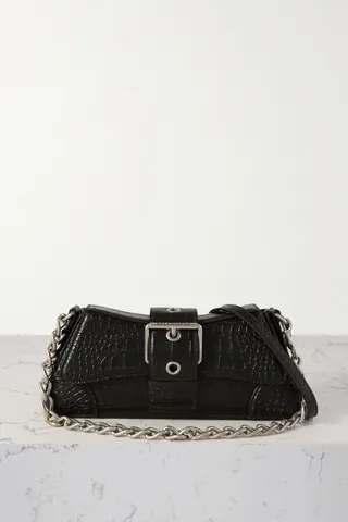 Balenciaga - Lindsay Small Croc-effect Leather Shoulder Bag - Black