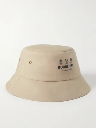 Reversible Logo-Print Checked Cotton-Twill Bucket Hat