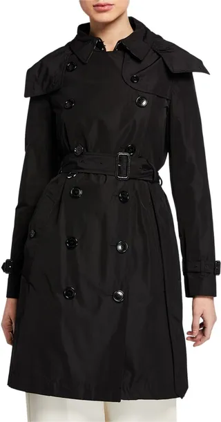 Kensington Double-Breasted Trench Coat with Detachable Hood