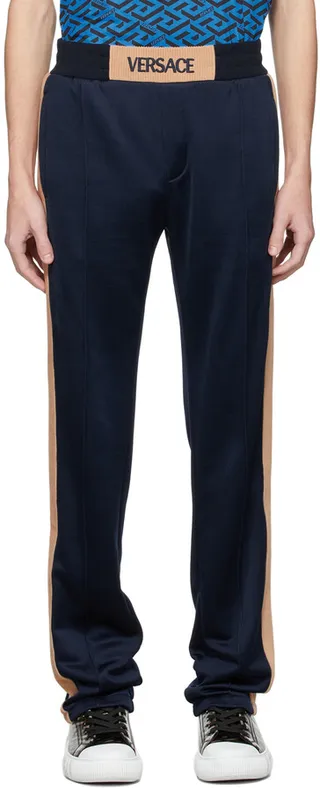 Versace Navy Rib Knit Sweatpants