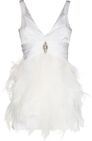 Feather-Embellished Mini Dress