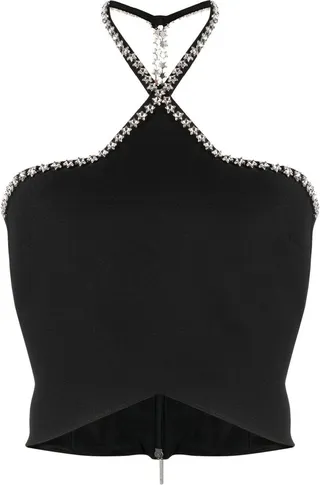 Crystal-Embellished Halterneck Top