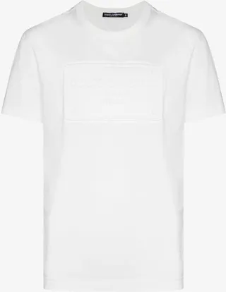 White Embossed Logo Cotton T-Shirt