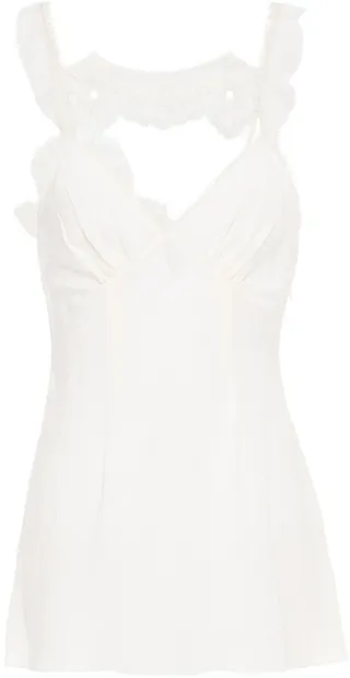 Lace-trimmed silk crepe de chine camisole