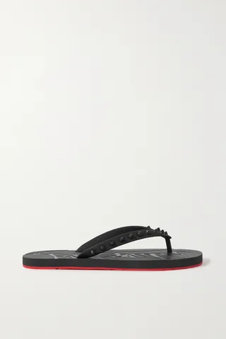 Christian Louboutin - Loubi Flip Spiked Rubber Flip Flops - Black
