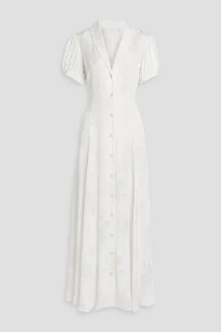 Bel floral-jacquard maxi shirt dress