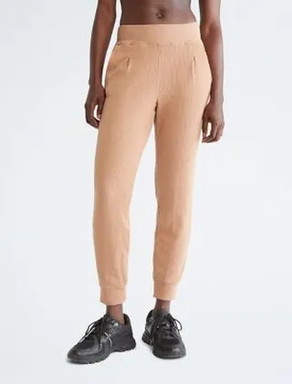 Performance Ribbed High Waist Pleated Joggers