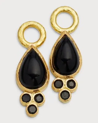 7x10mm Pear-Shape Onyx Earring Pendants with Black Spinel Trio