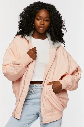Hooded Combo Bomber Jacket