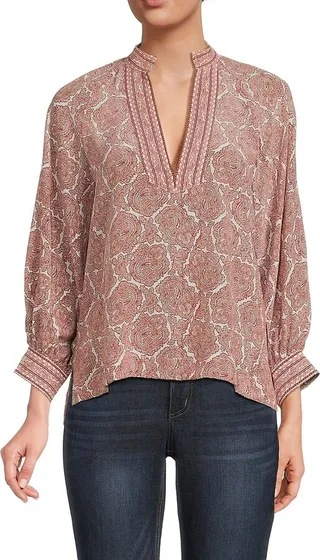Perci Printed Silk Tunic Top