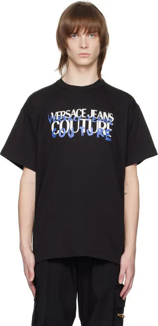 Versace Jeans Couture Black Printed T-Shirt