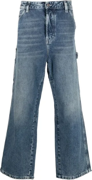 Cargo Pockets Wide-Leg Jeans