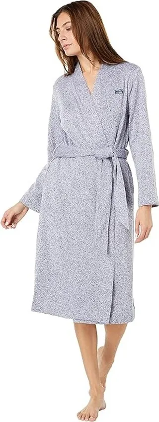 L.L.Bean Lightweight Sweater Fleece Wrap Robe (Bright Navy Heather) Women's Robe