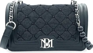 Quilted & Beaded Denim Shoulder Bag