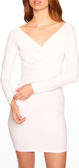 Wrap-at-Shoulder Bodycon Mini Dress