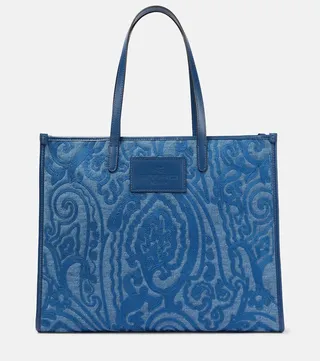 Large paisley jacquard tote bag