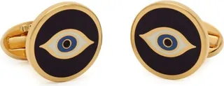 Halcyon Days Gold And Enamel Evil Eye Cufflinks