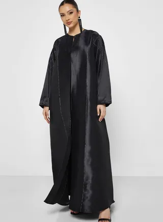 Puff Sleeve Embroidered Abaya