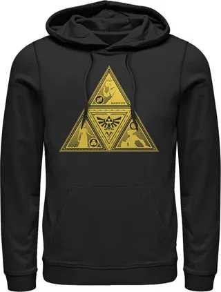 Men's Nintendo Legend of Zelda Triforce Silhouette Pull Over Hoodie - Black - Large