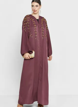 V-Neck Embellished Abaya
