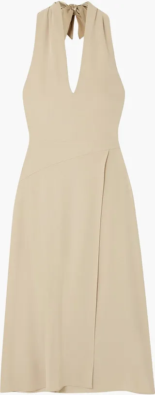 Cutout crepe halterneck midi dress