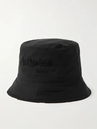 Reversible Logo-Embroidered Printed Shell Bucket Hat