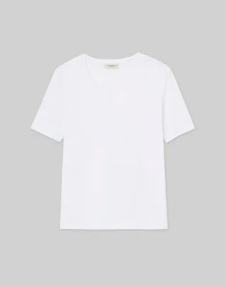 Linen Cotton V Neck Tee