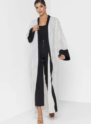 Open Front Wide Sleeve Abaya