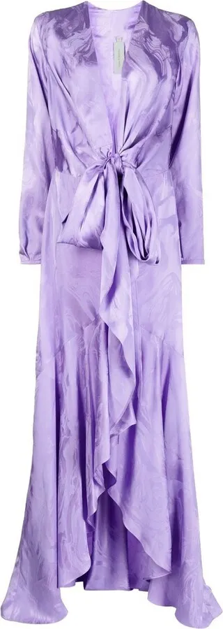 Marbled-Pattern Flared Dress