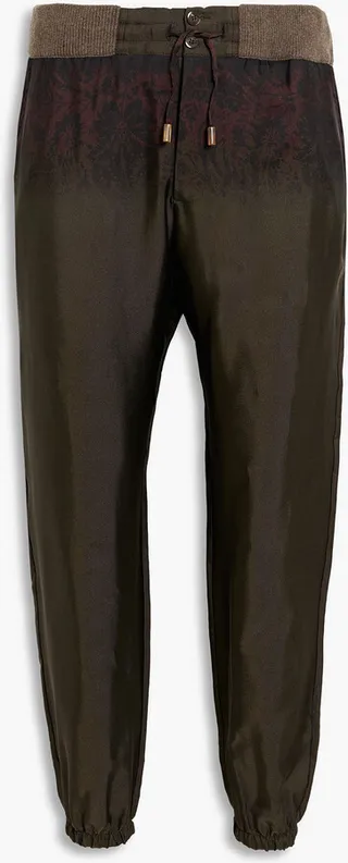 Tapered printed twill pants
