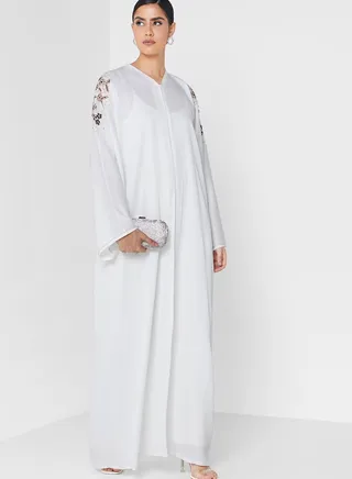 V-Neck Embellished Tiered Abaya