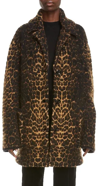 Cheetah Jacquard Wool Blend Coat