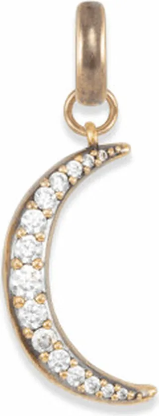 Small Crescent Moon Charm in Vintage Gold
