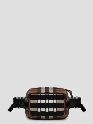 Burberry organic cotton canvas Check beltbag.