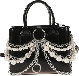 Pearl & Chain Applique Shoulder Bag