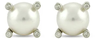 Pearl And Diamond Stud Earrings
