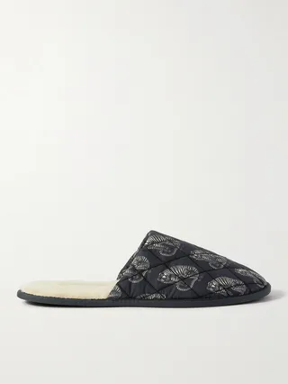 Byron Wool-Lined Quilted Printed Cotton Slippers