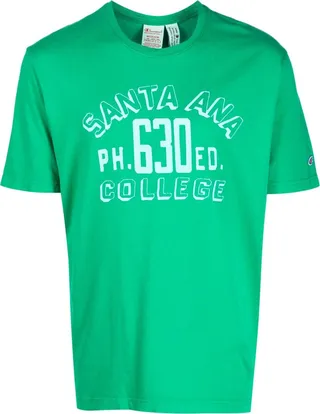 logo-patch graphic-print cotton T-shirt