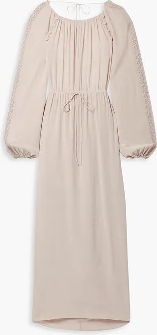 Lois crochet-trimmed silk-chiffon maxi dress