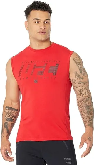 UFC Ultimate Fighting Sleeveless Crew Neck Tee (Red) Men's Clothing
