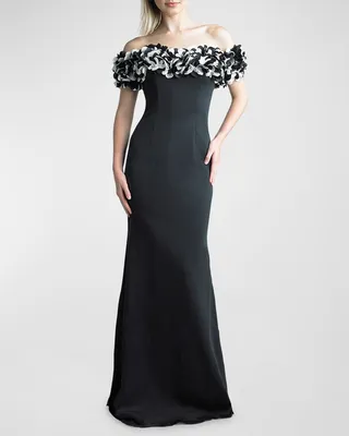 Off-Shoulder Two-Tone Petal Gown
