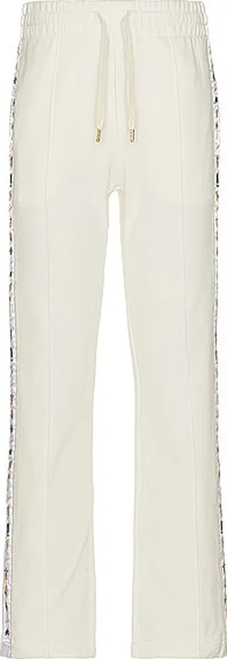 Casablanca Casa Icons Embroidered Satin Tape Sweatpants in White
