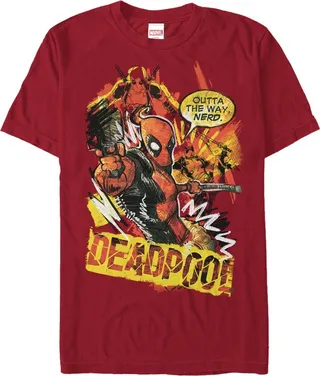 Men's Marvel Deadpool Outta the Way Nerd T-Shirt - Cardinal - X Large