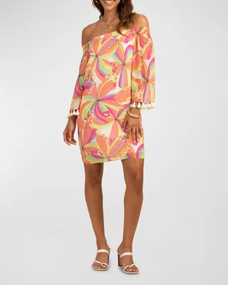 Amaris Off-Shoulder Tasseled Shift Dress