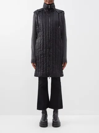 Drava Hooded Belted Longline Quilted Gilet