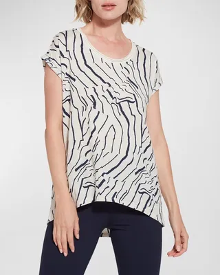 Zebra-Print Linen Jersey Tee